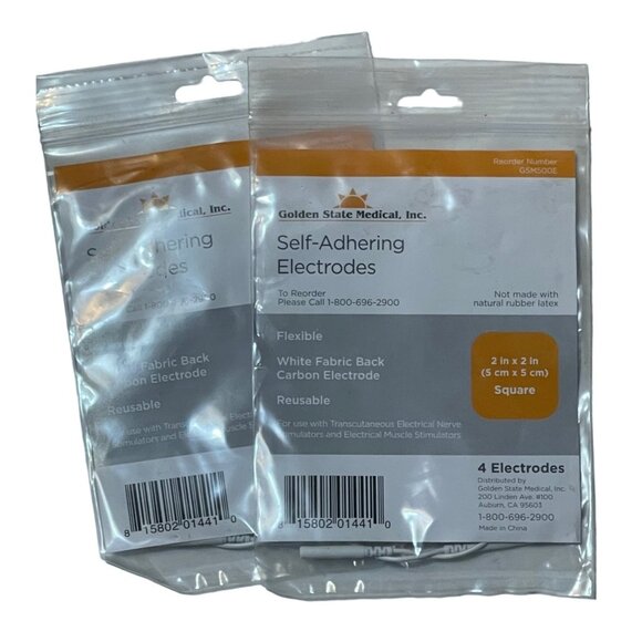 set of 2 packs self adhering electrodes 2x2" square 4 electrodes white NEW - Picture 1 of 7